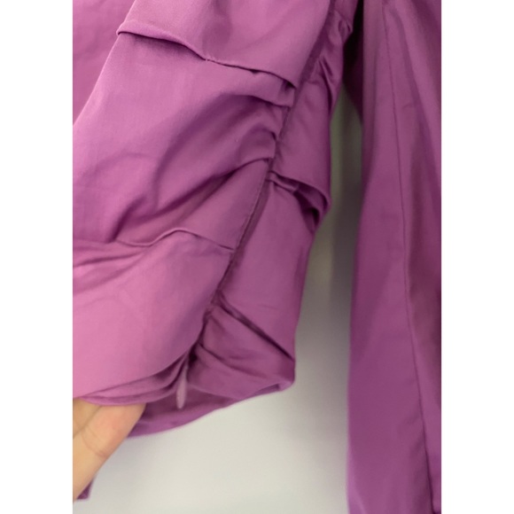 Veronica Beard Kayla gathered cropped blouse Purple 8 - Picture 5 of 8